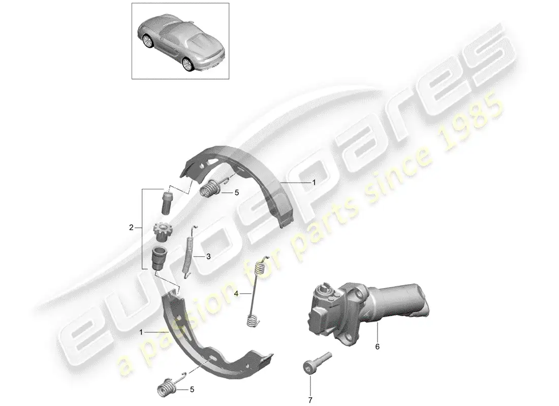 porsche 2016 (981 boxster spyder) parking brake diagrama de piezas