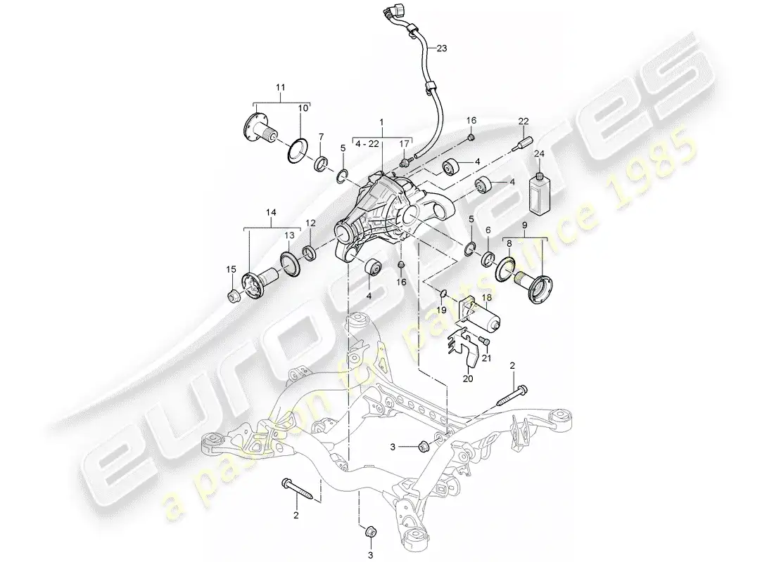 porsche 2010 (cayenne e1 9pa) diferencial del eje trasero diagrama de piezas