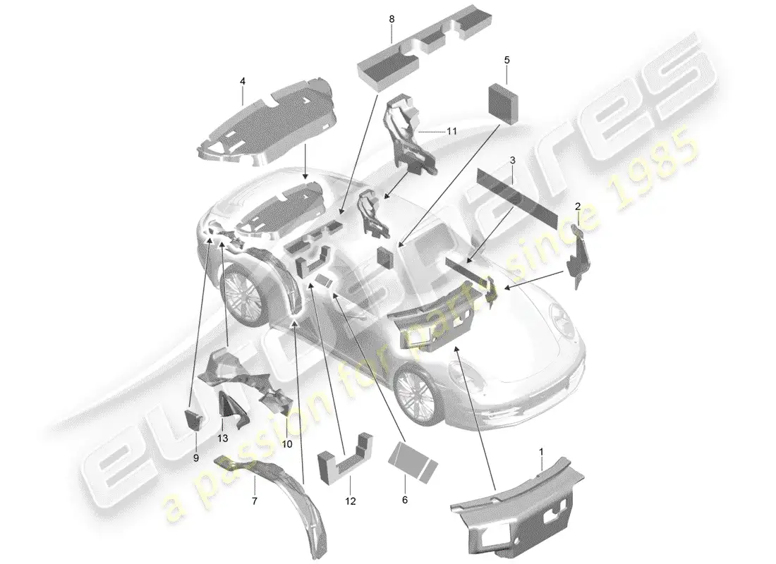porsche 2013 (991-1) carrocería diagrama de piezas
