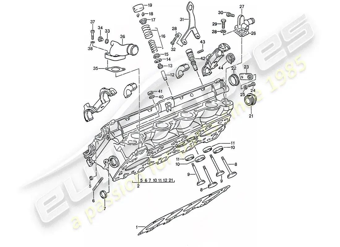 porsche 1990 (944) culata del cilindro - válvulas diagrama de piezas