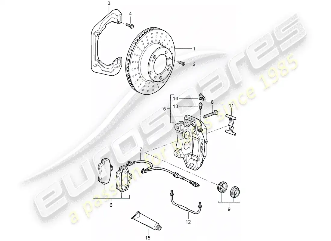 porsche 2008 (997-1 turbo / gt2) frenos de disco diagrama de piezas