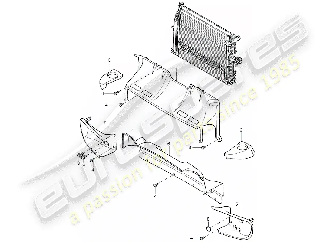 porsche 2006 (cayenne e1 9pa) ducto de aire diagrama de piezas
