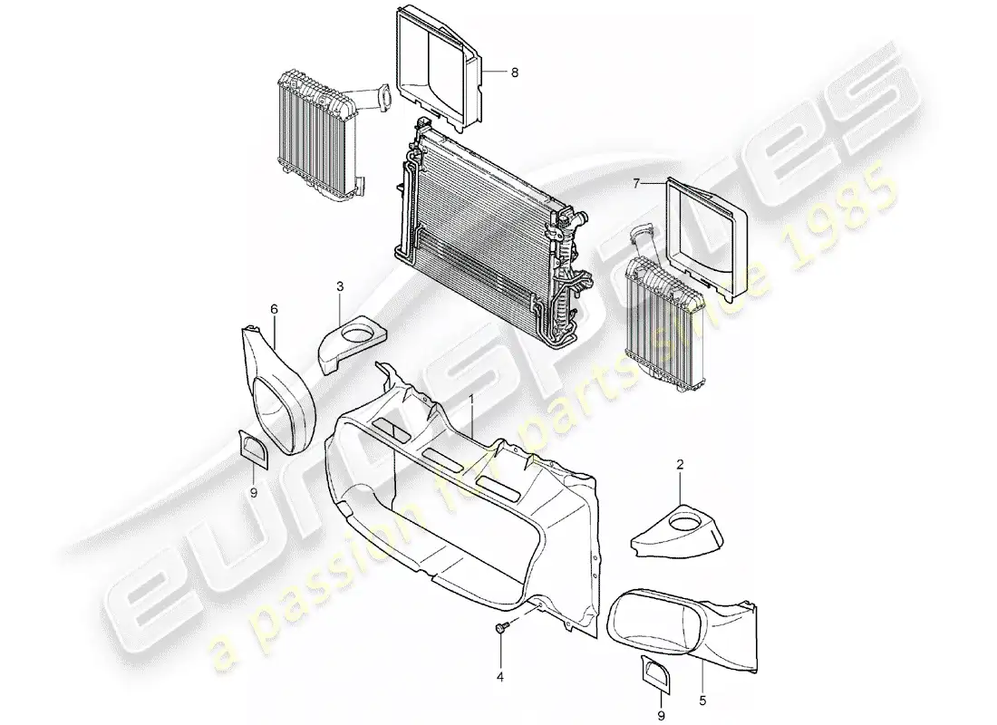 porsche 2006 (cayenne e1 9pa) ducto de aire diagrama de piezas
