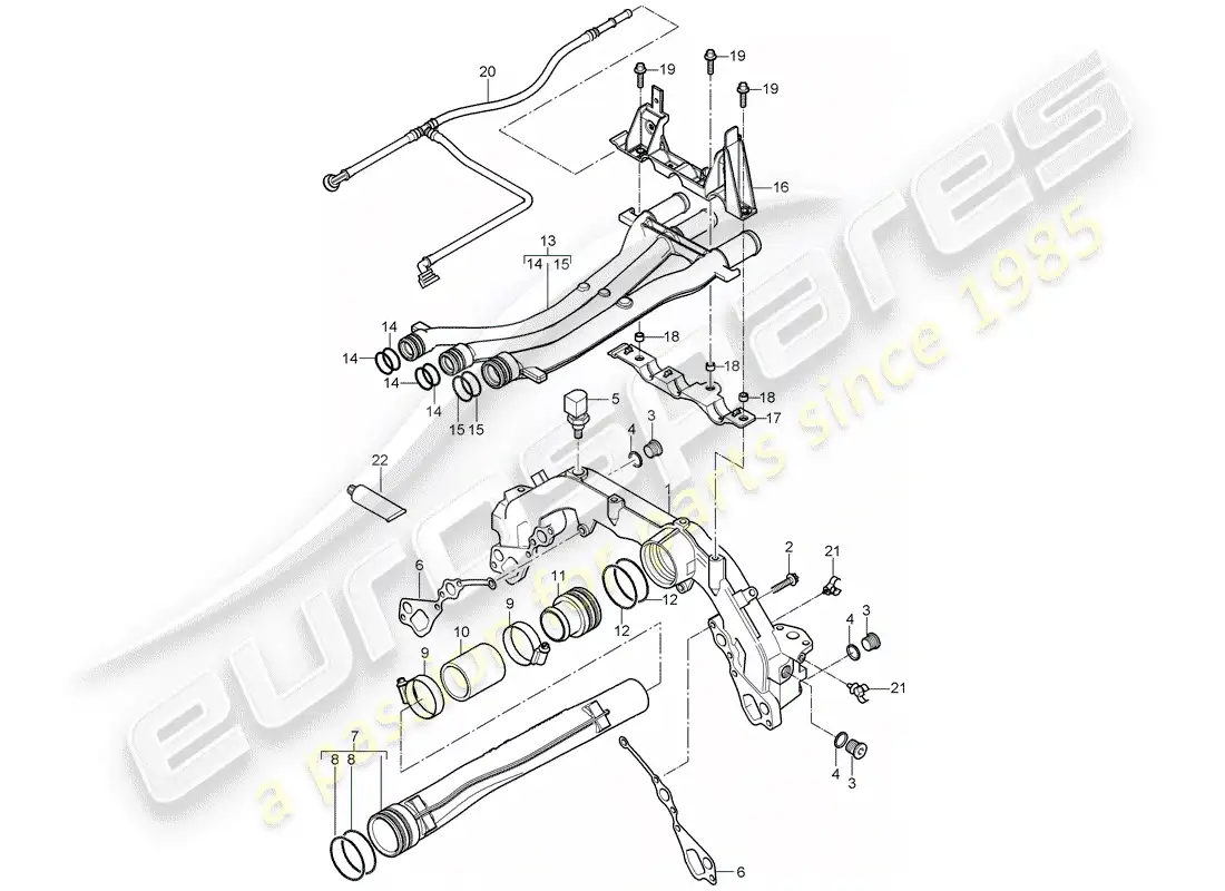 porsche 2004 (cayenne e1 9pa) water cooling diagrama de piezas