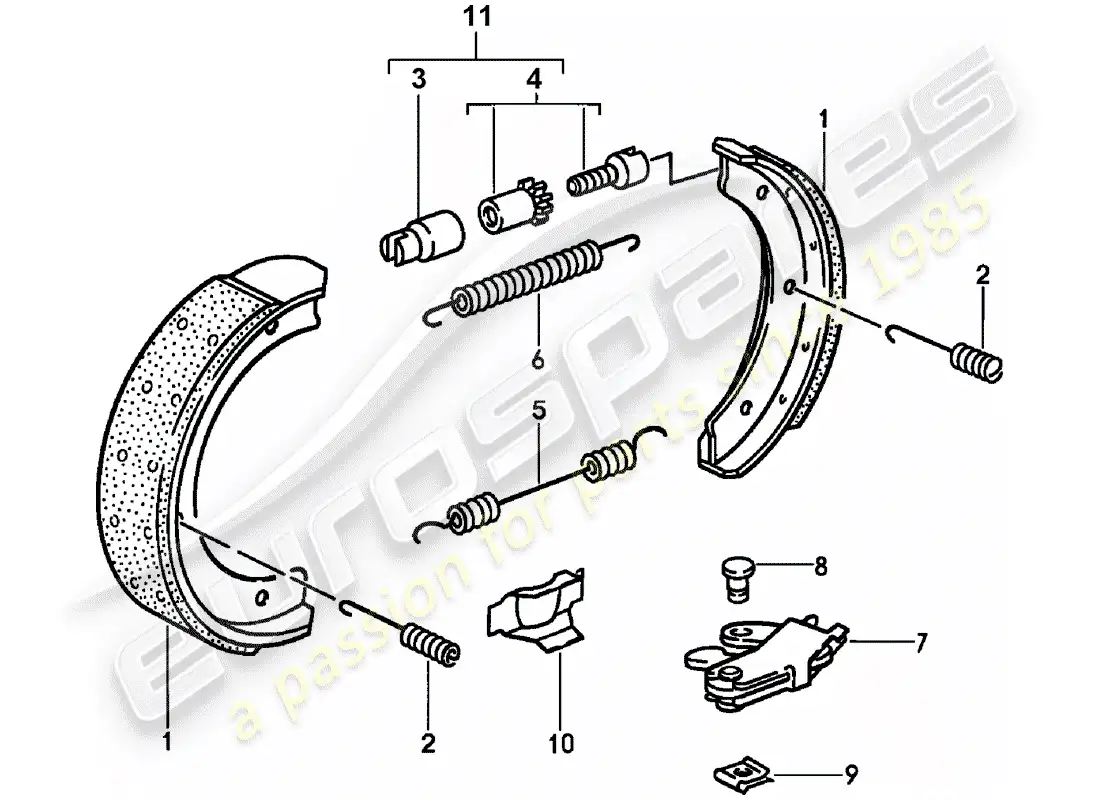 porsche 1992 (968) freno de mano diagrama de piezas