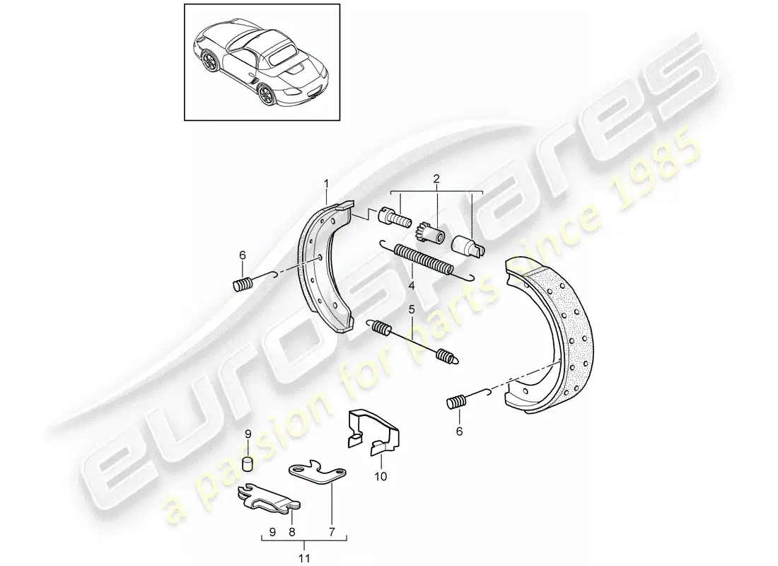porsche 2011 (987 boxster) freno de mano diagrama de piezas