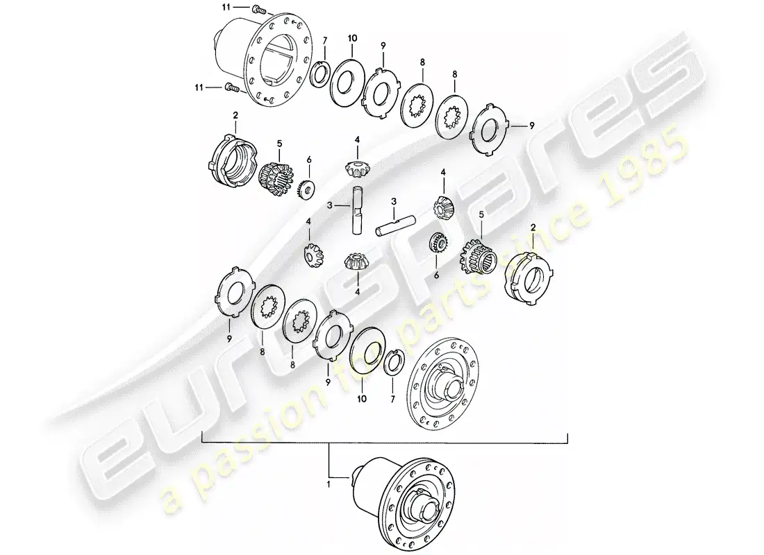 porsche 1985 (928) transmisión automática - diferencial de deslizamiento limitado - d - mj 1983>> - mj 1983 diagrama de piezas