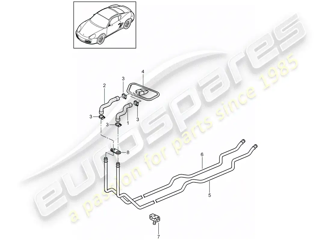 porsche 2008 (987 cayman) sistema de calefacción 1 diagrama de piezas