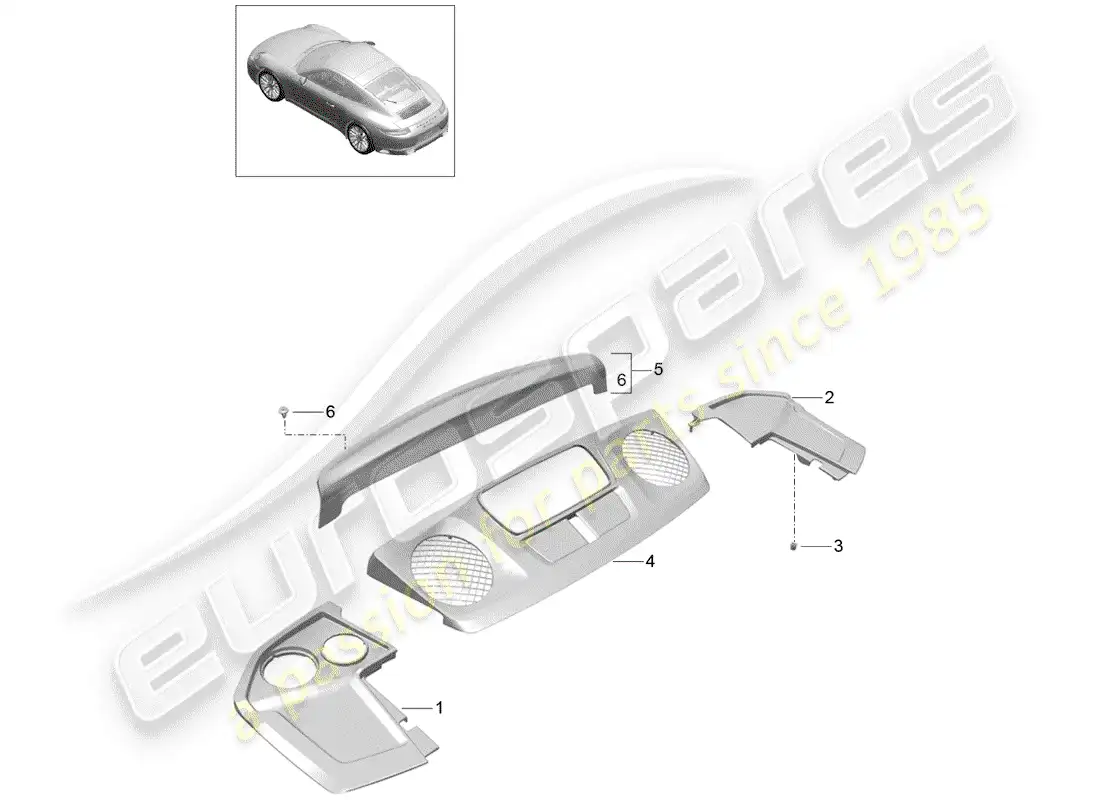 porsche 2020 (991-2) recubrimiento diagrama de piezas