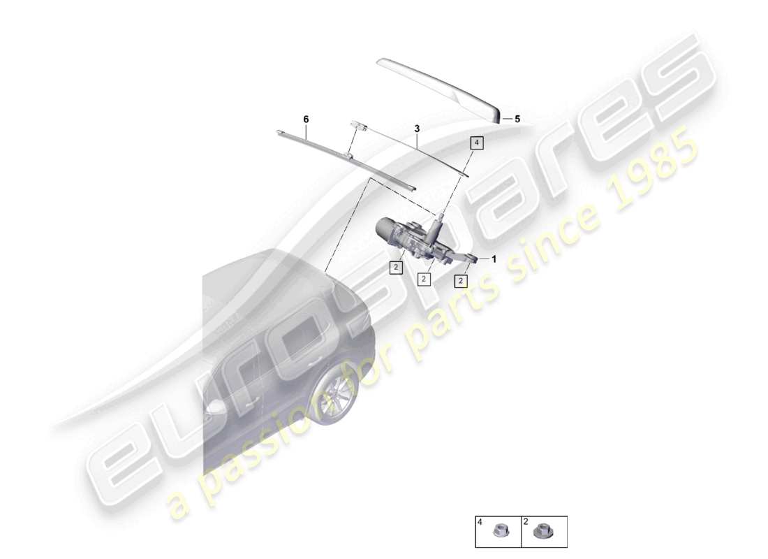 porsche 2024 (cayenne e3 pa) limpiaparabrisas trasero diagrama de piezas