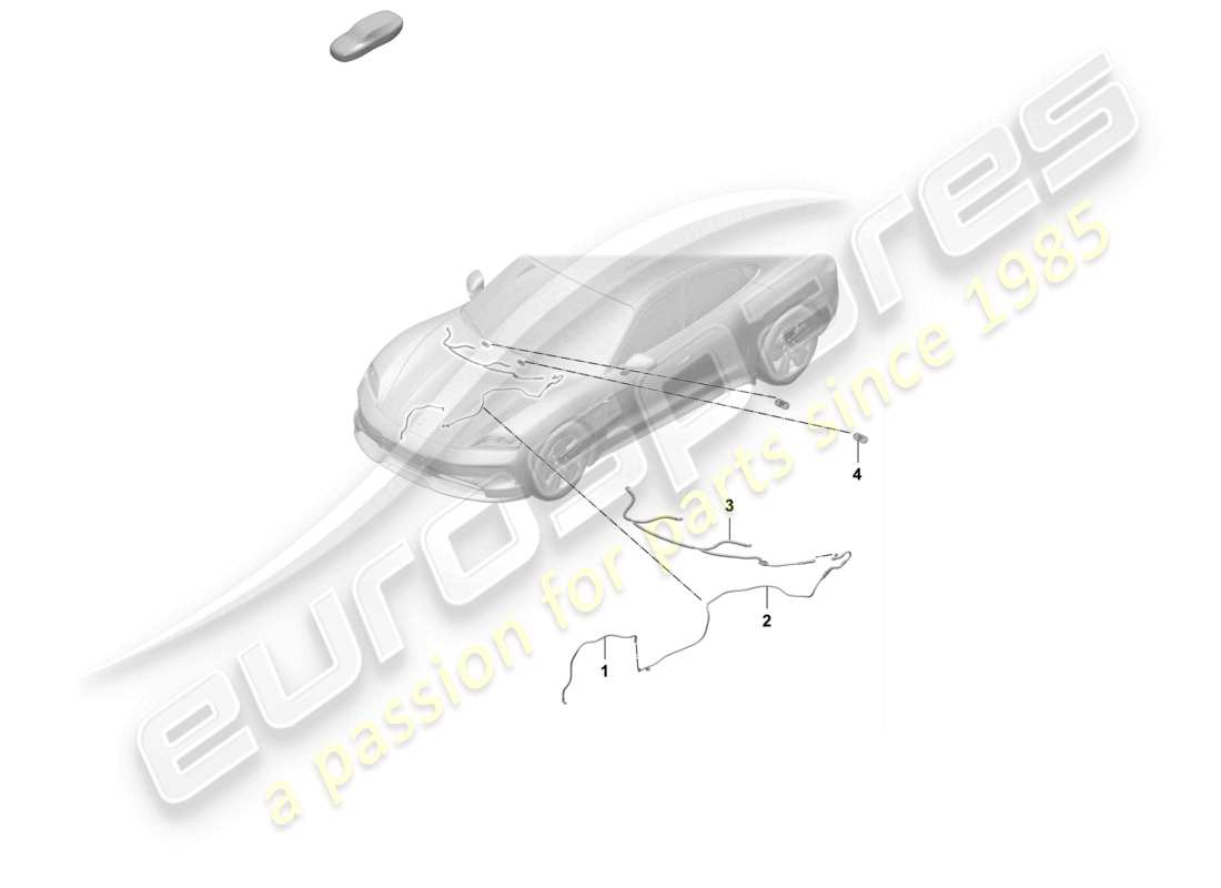 porsche 2025 (taycan 9j1-2) diagrama de la parte delantera del chorro de agua de la manguera de la arandela