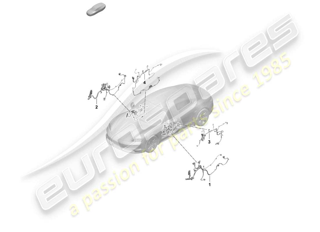 porsche 2025 (taycan 9j1-2) diagrama de piezas del cableado del panel interior de la puerta delantera