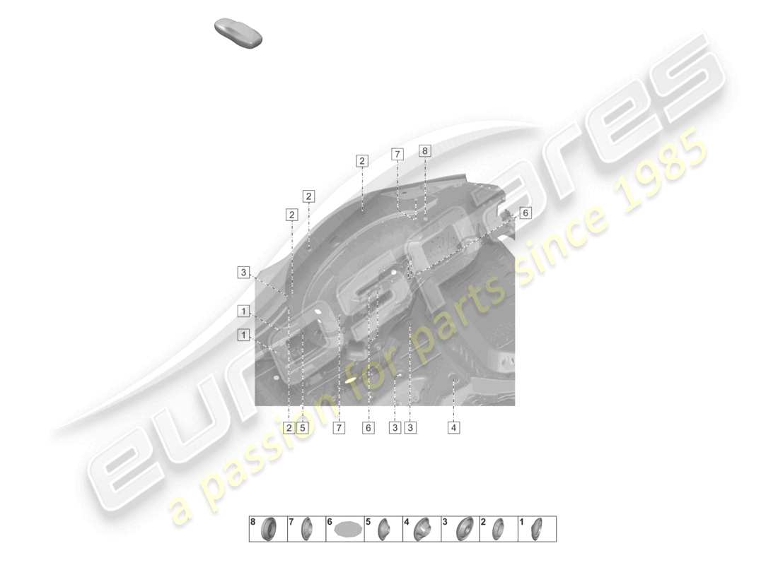 porsche 2025 (992-2 turbo / s) tapones para carrocería trasera, exterior carrocería del coche alojamiento de la rueda diagrama de piezas