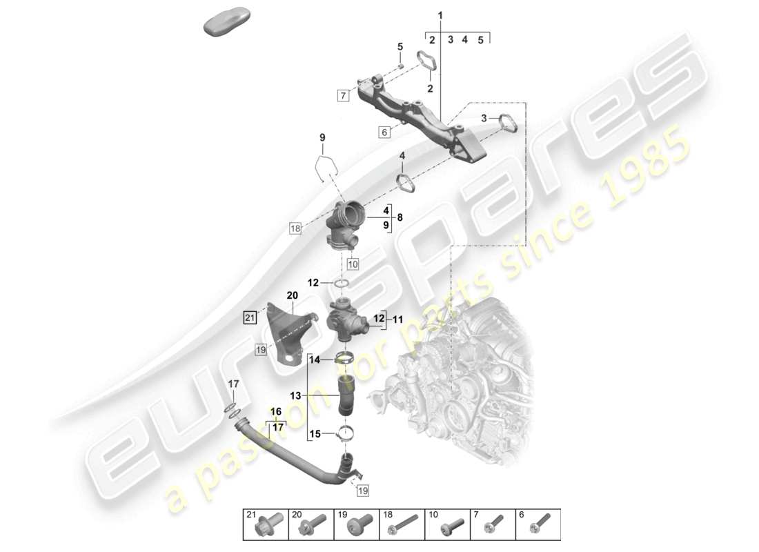 porsche 2023 (992-1 turbo / s) diagrama de piezas del tubo de refrigerante del portador de conjunto