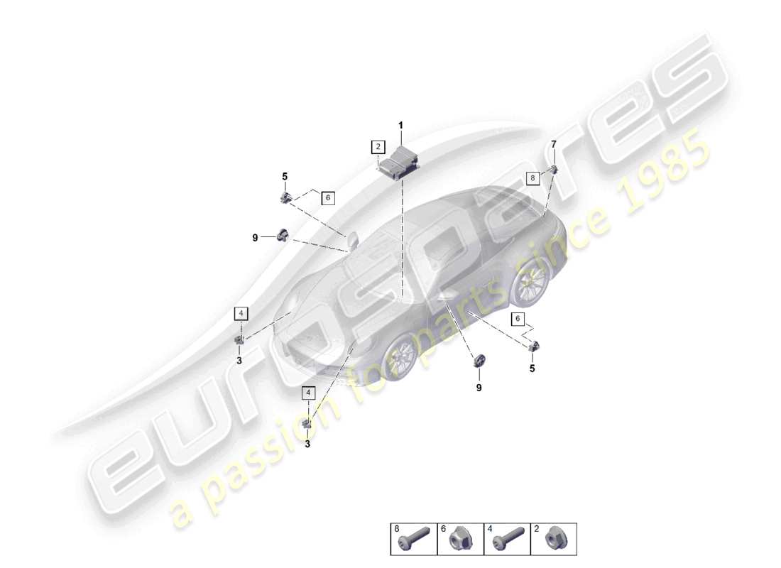 porsche 2024 (992-2) unidad de control para airbag sensor de impacto para airbag protección de peatones diagrama de piezas