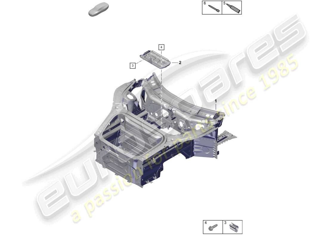porsche 2021 (718 cayman gt4) diagrama de piezas del extremo delantero (completo)