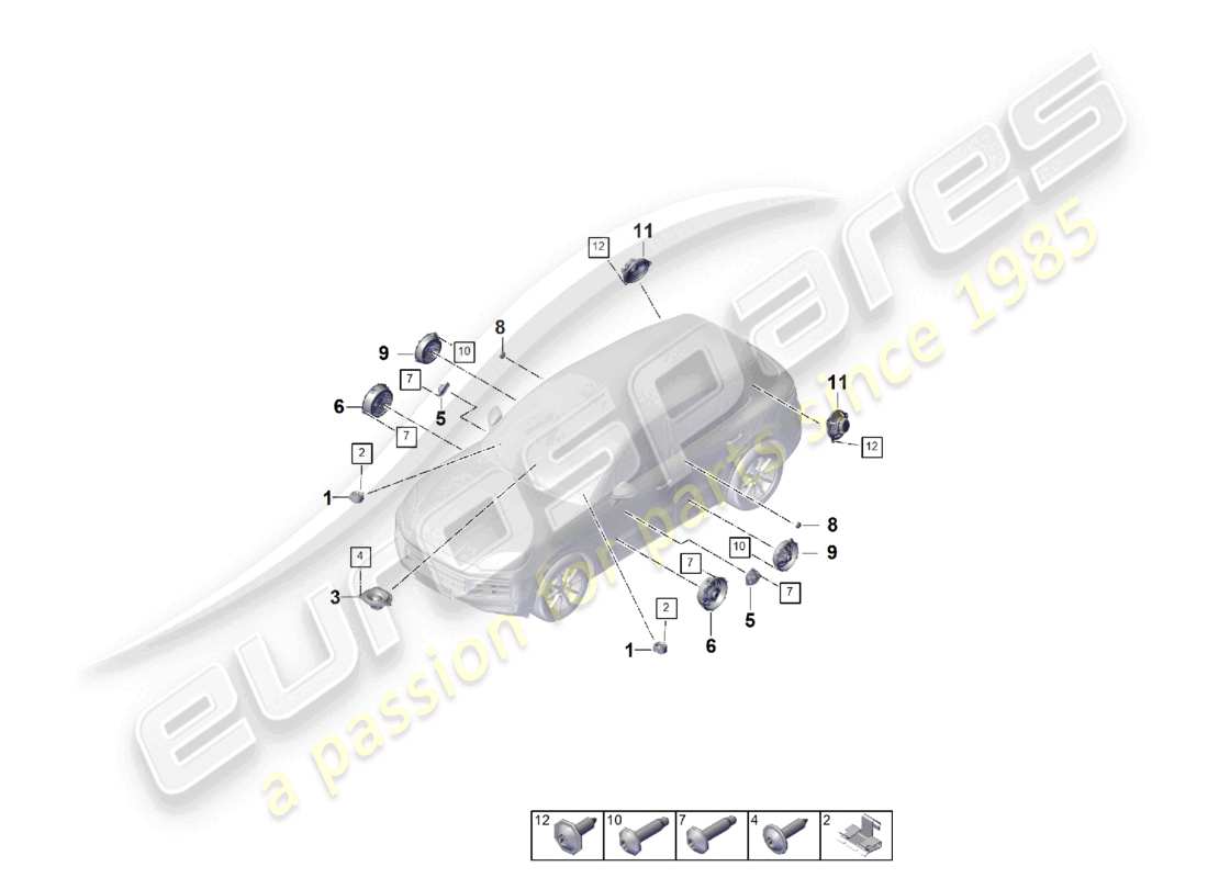 porsche 2025 (cayenne e3 pa) diagrama de piezas del altavoz