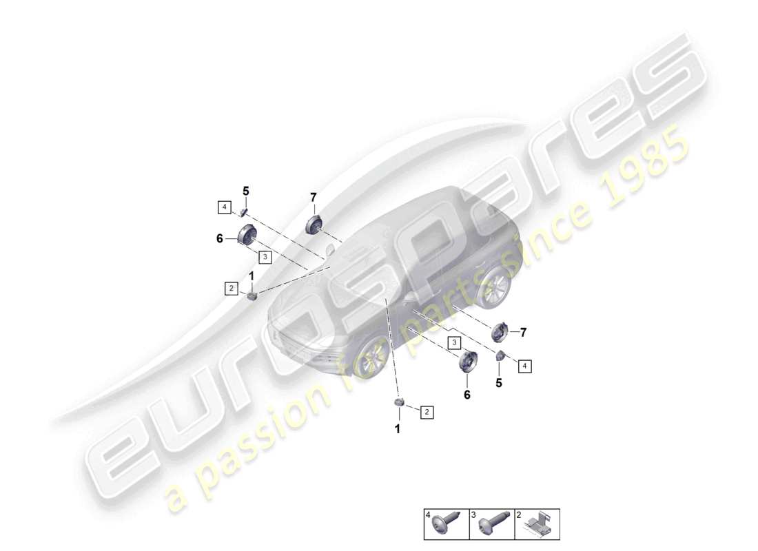 porsche 2025 (cayenne e3 pa) diagrama de piezas del altavoz