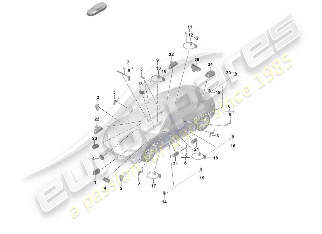 porsche 2021 (taycan 9j1-1) diagrama de piezas de luz interior
