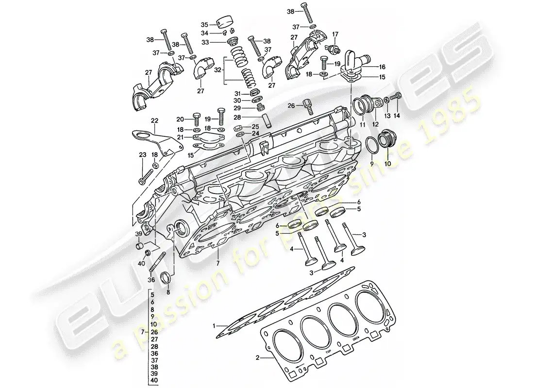 porsche 1983 (928) culata - 4 - válvula - d - mj 1985>> - juego de reparación para mantenimiento - ver ilustración: diagrama de piezas