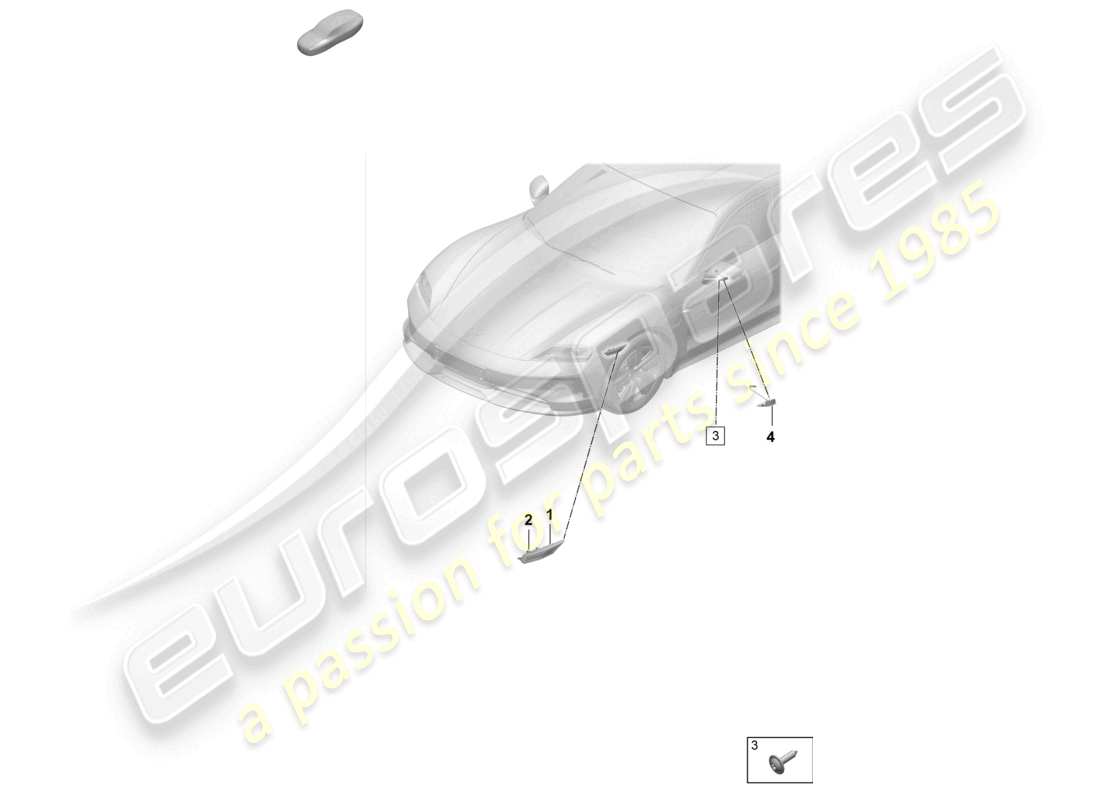 porsche 2025 (taycan 9j1-2) luz de posición lateral del repetidor de señal de giro unidad de control para luz de conducción diurna diagrama de piezas