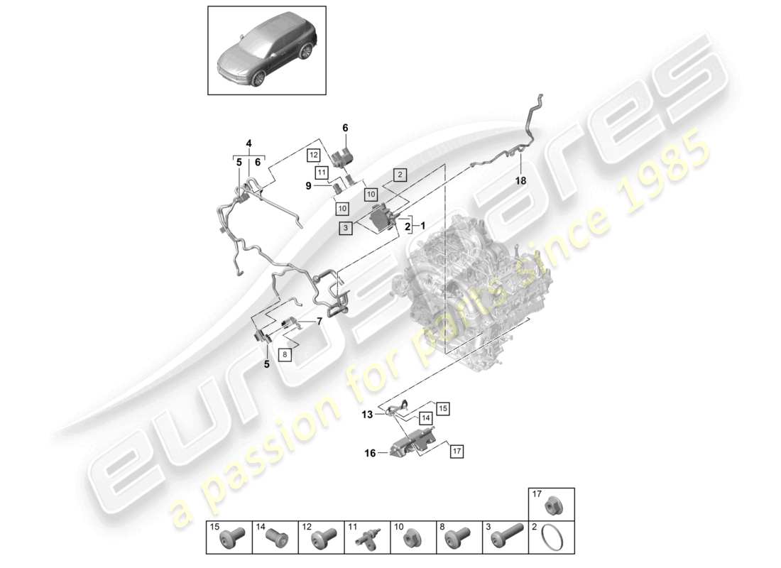porsche 2021 (cayenne e3 9ya/9yb) sistema de vacío bomba de vacío diagrama de piezas