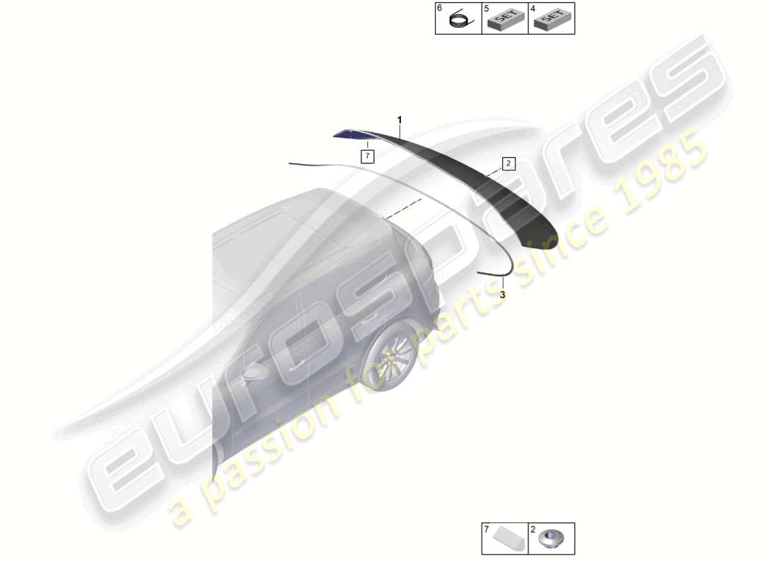 porsche 2021 (cayenne e3 9ya/9yb) la ventana trasera diagrama de piezas