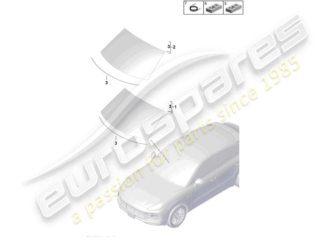 porsche 2021 (cayenne e3 9ya/9yb) parabrisas coupé diagrama de piezas