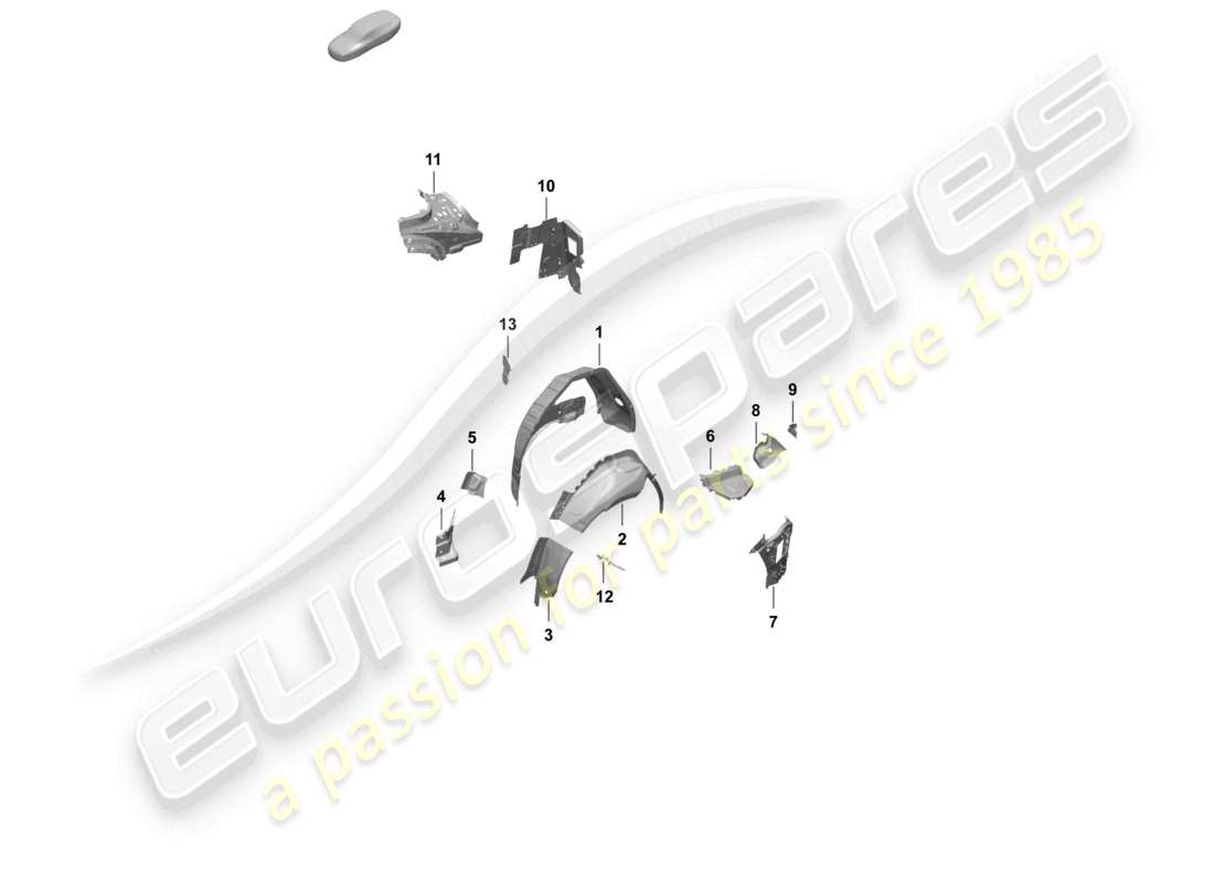 porsche 2025 (taycan 9j1-2) diagrama de piezas del panel lateral, carcasa de rueda trasera interior