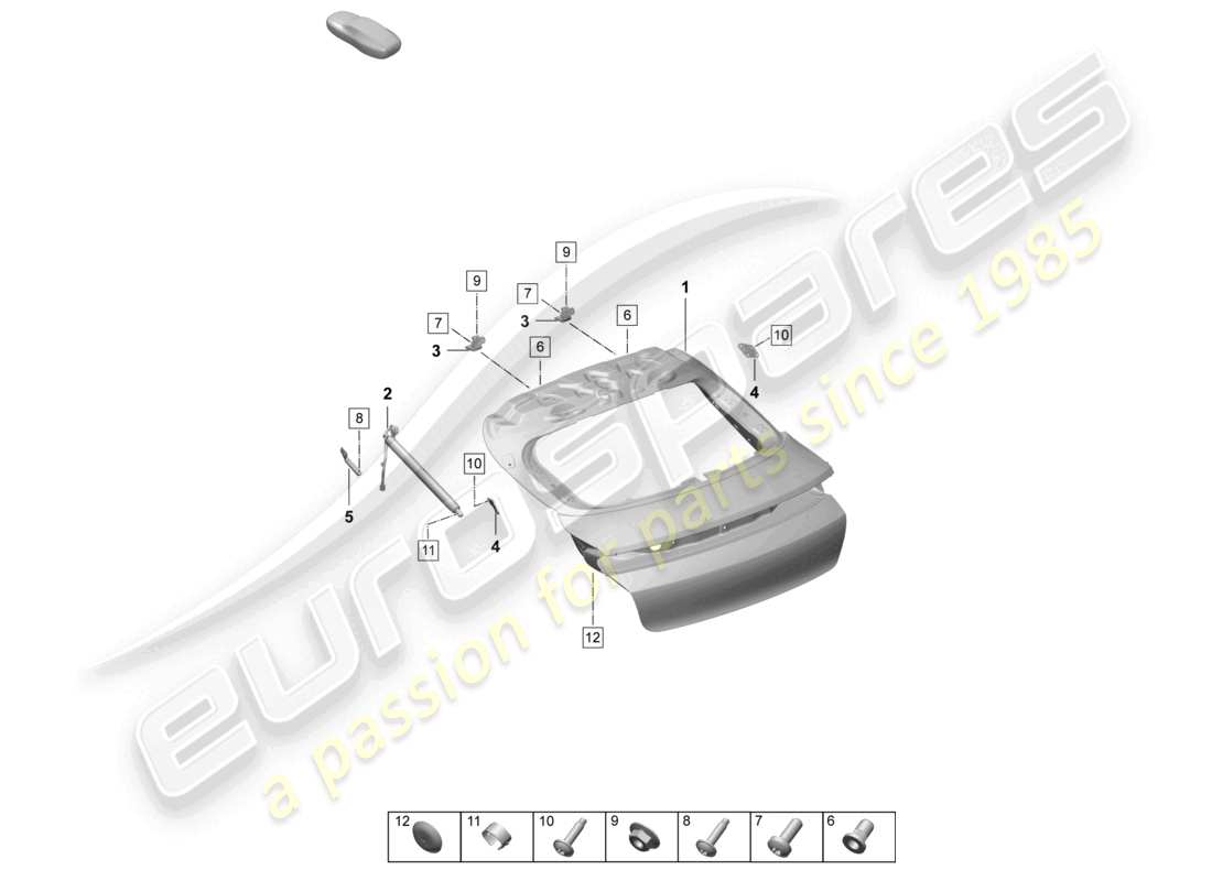 porsche 2025 (taycan 9j1-2) diagrama de piezas de la tapa trasera