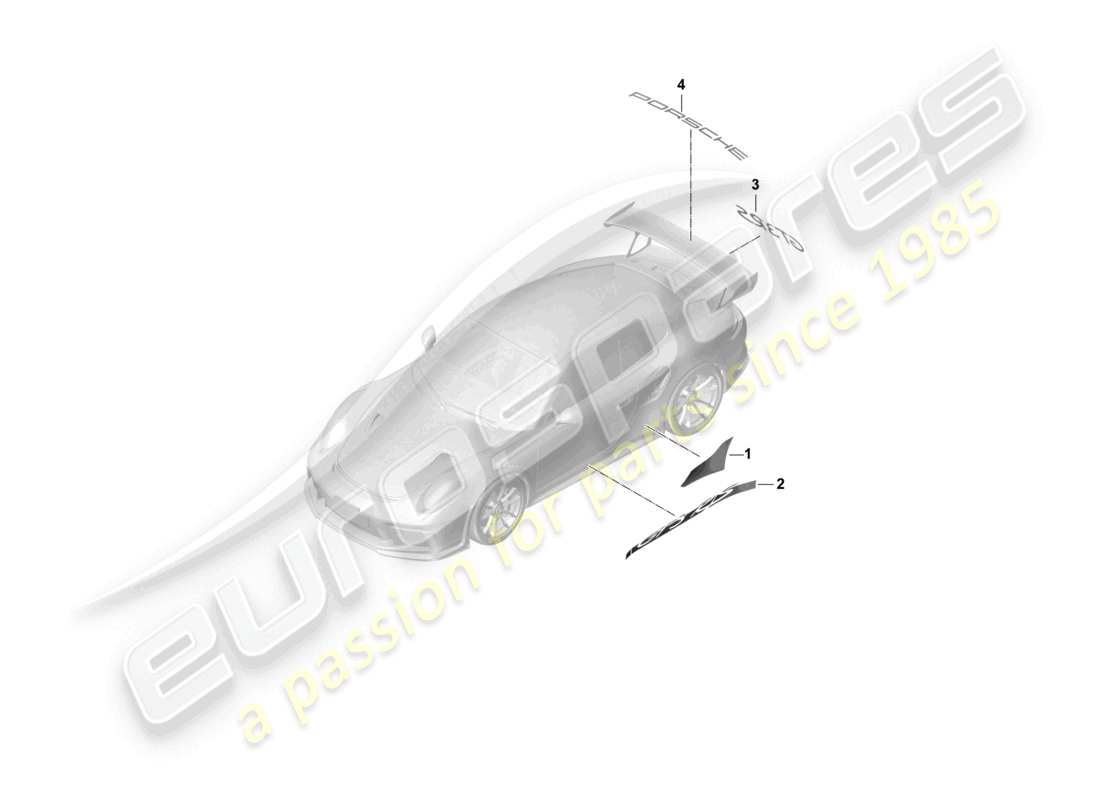 porsche 2021 (991-2 r/gt3/rs) película decorativa película protectora de piedras gt3 diagrama de piezas rs