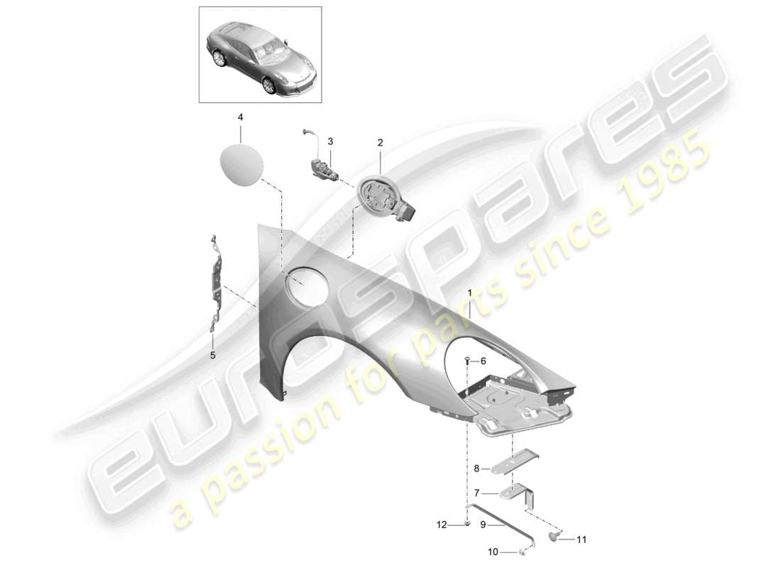 porsche 2021 (991-2 r/gt3/rs) diagrama de piezas del ala