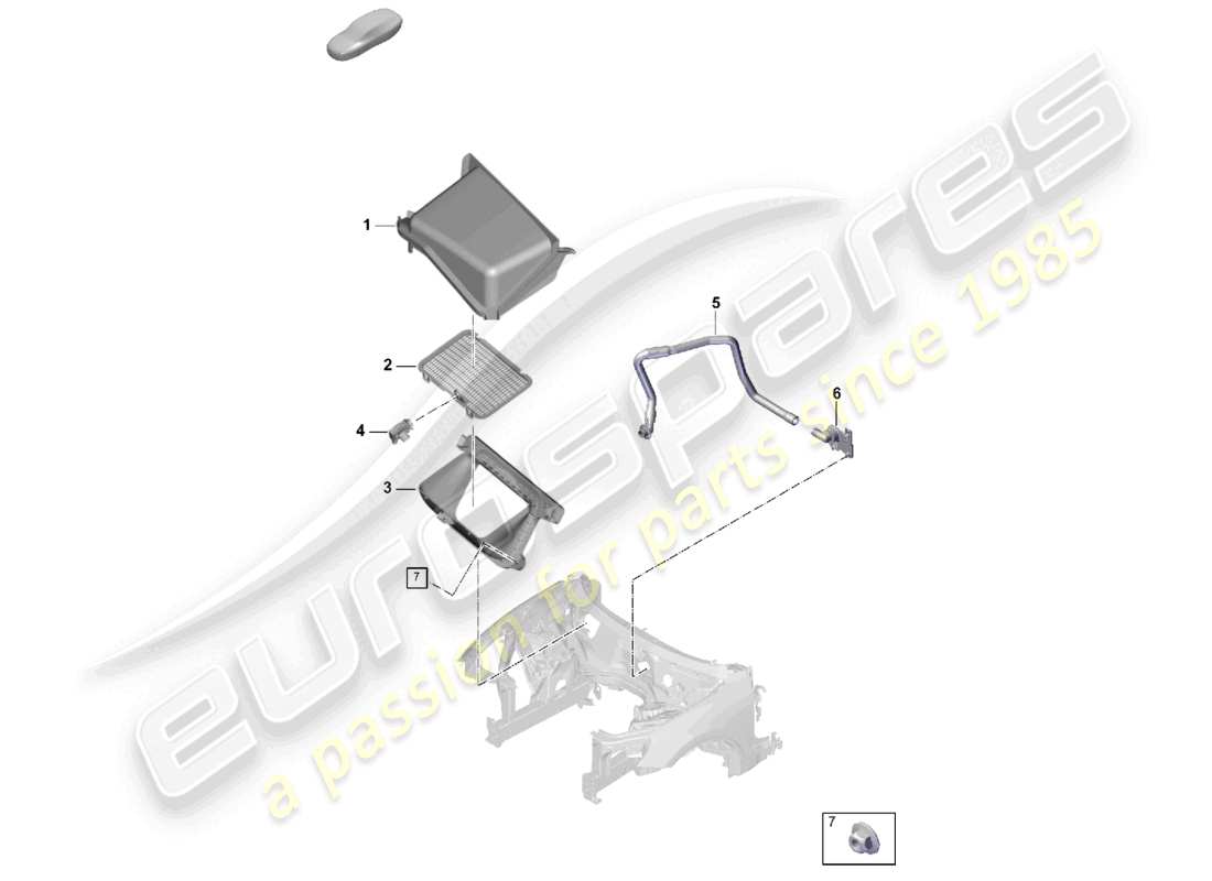 porsche 2025 (cayenne e3 pa) aire acondicionado lhd toma de aire frío caja de acoplamiento diagrama de piezas de refrigeración