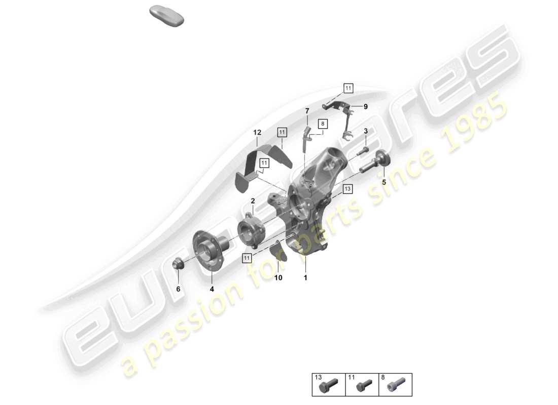porsche 2022 (718 boxster spyder) diagrama de piezas del cubo de la rueda del soporte de la rueda