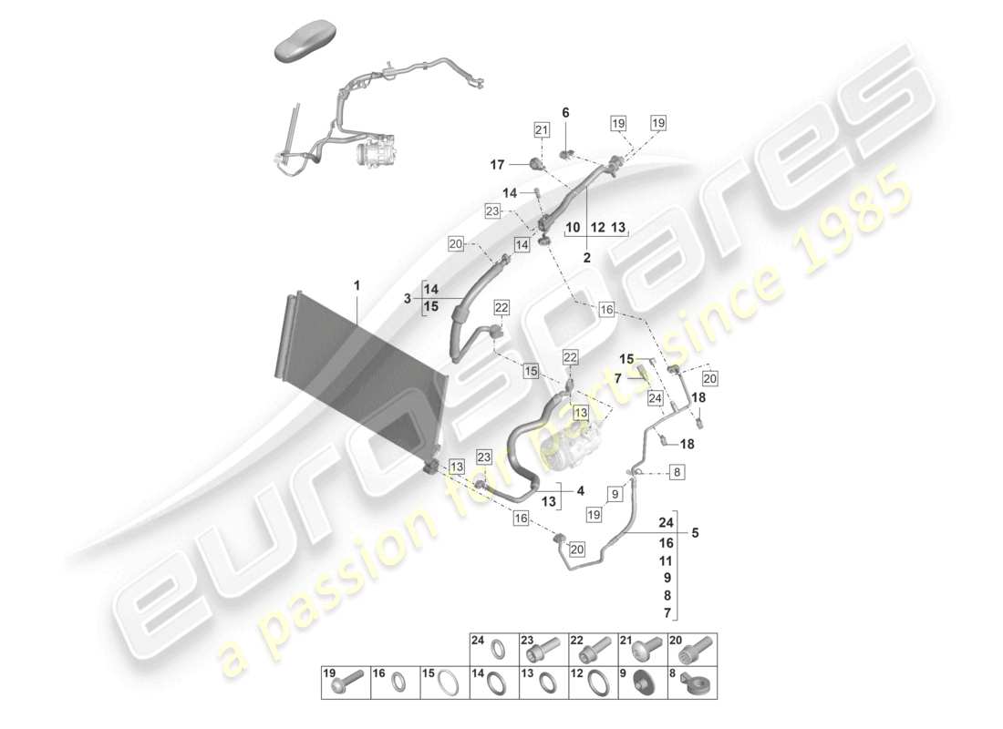 porsche 2022 (panamera 971-2) diagrama de piezas del circuito refrigerante v6 bt r1234yf