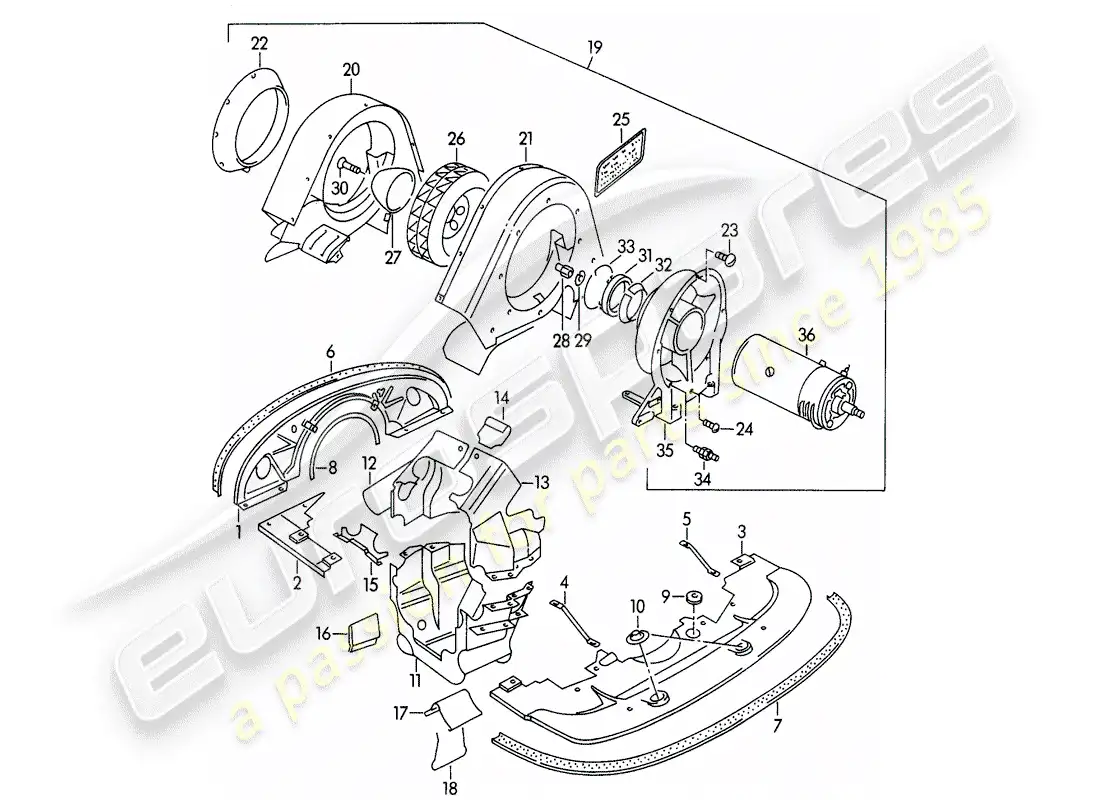porsche 1955 (356/356a) aire acondicionado diagrama de piezas