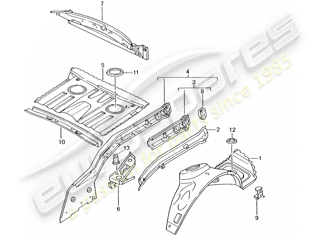 porsche 2002 (986 boxster) extremo trasero - piezas individuales diagrama de piezas