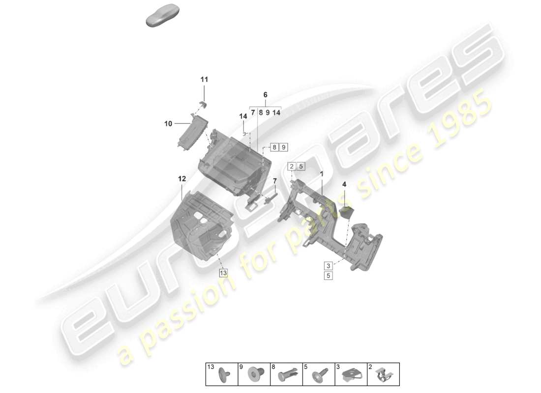 porsche 2026 (992-2) diagrama de piezas inferior de la placa de aislamiento acústico de la guantera y moldura (lado del conductor)