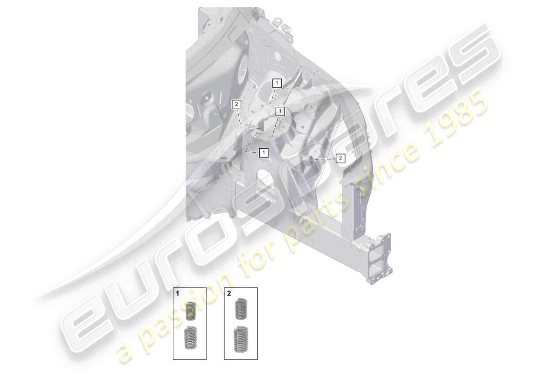 porsche 2021 (cayenne e3 9ya/9yb) diagrama de piezas del kit de reparación de roscas del soporte del puntal de suspensión delantera