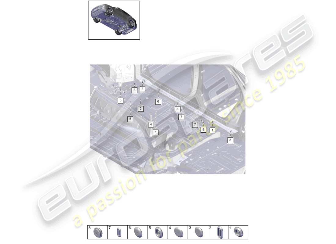porsche 2024 (cayenne e3 pa) tapones delanteros bajos derecho diagrama de piezas