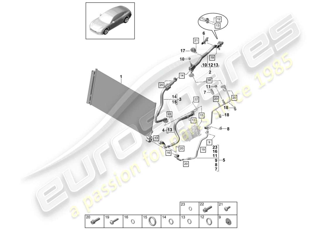 porsche 2021 (panamera 971-1) circuito refrigerante v8 tdi diagrama de piezas