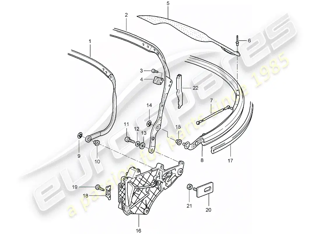 porsche 2005 (997-1) marco superior diagrama de piezas