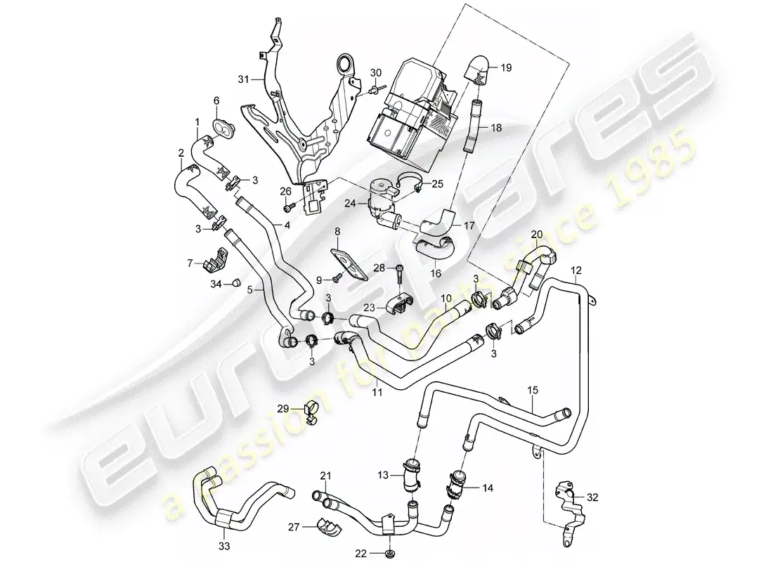 porsche 2007 (cayenne e1 9pa) calentador diagrama de piezas