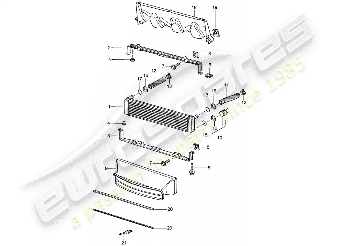 porsche 2004 (996 turbo / gt2) radiador diagrama de piezas