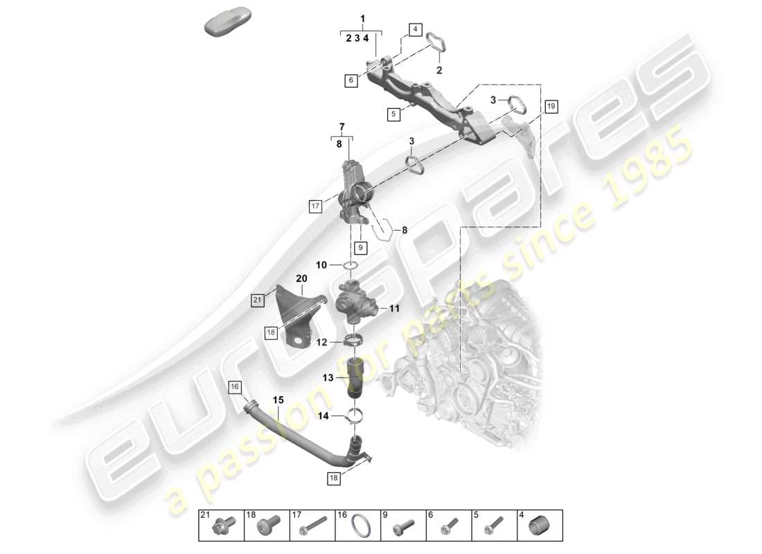 porsche 2024 (992-2) diagrama de piezas del tubo de refrigerante del portador de conjunto