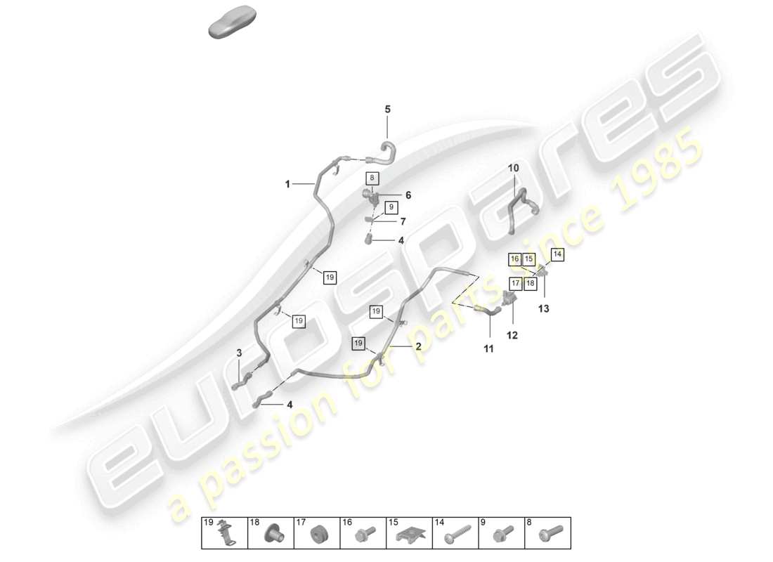 porsche 2024 (992-2) diagrama de piezas del calentador del sistema de enfriamiento del refrigerante