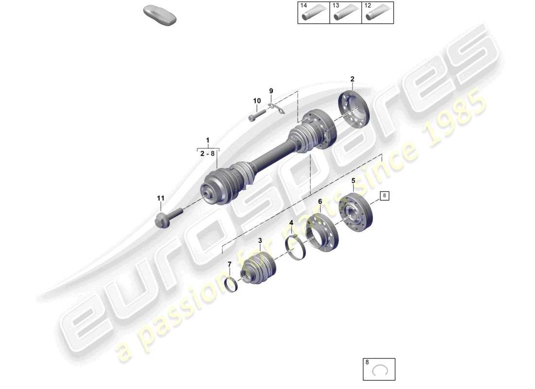porsche 2024 (992-2) diagrama de piezas del eje de transmisión del eje trasero