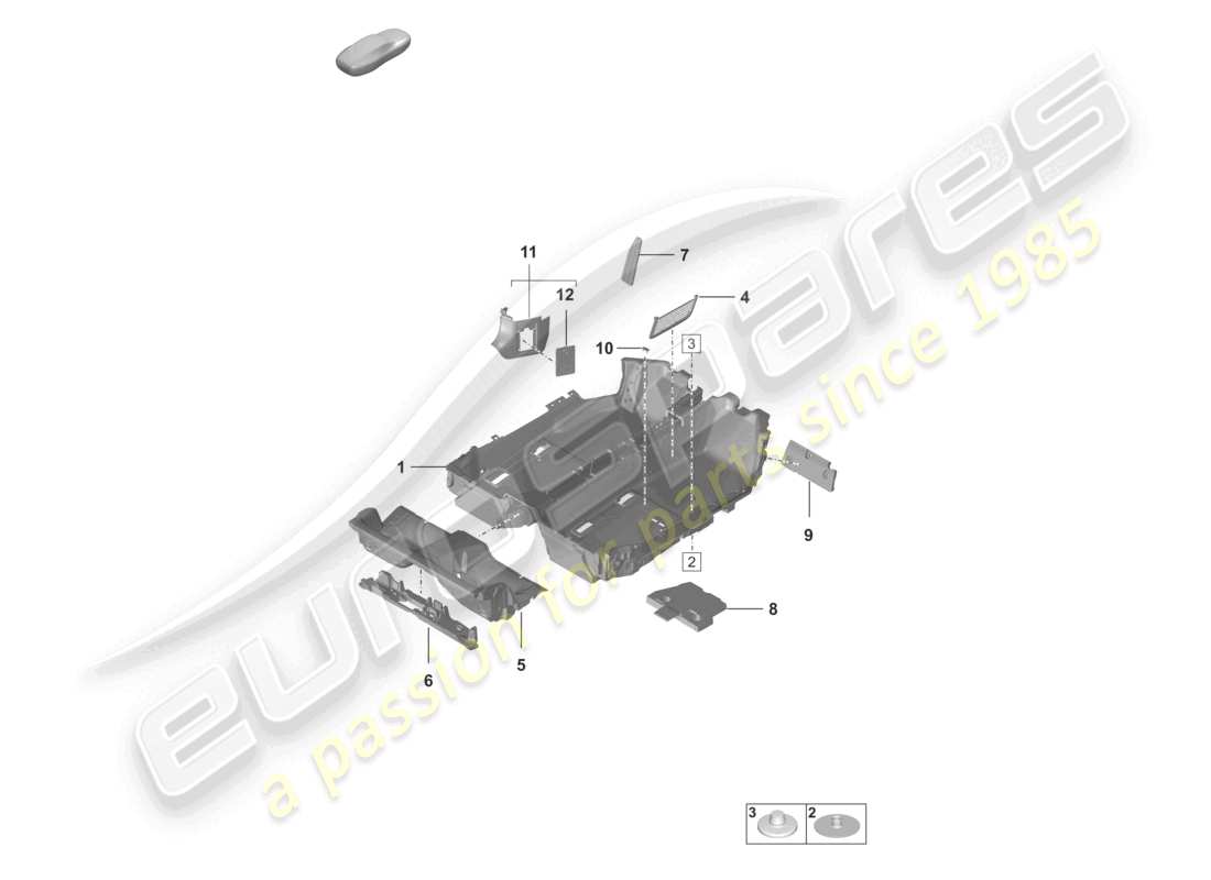porsche 2024 (992-1) diagrama de piezas de molduras para pisos (alfombras)