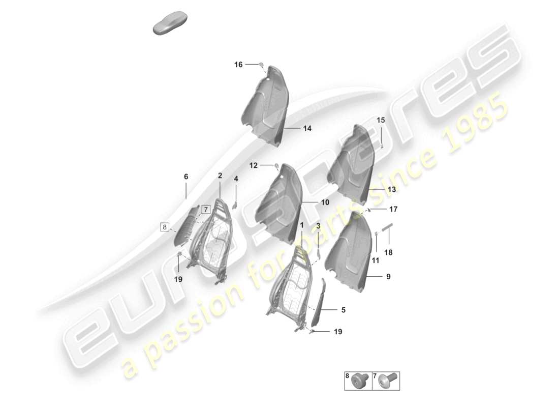 porsche 2026 (992-2 gt3/rs/st) marco del respaldo diagrama de piezas