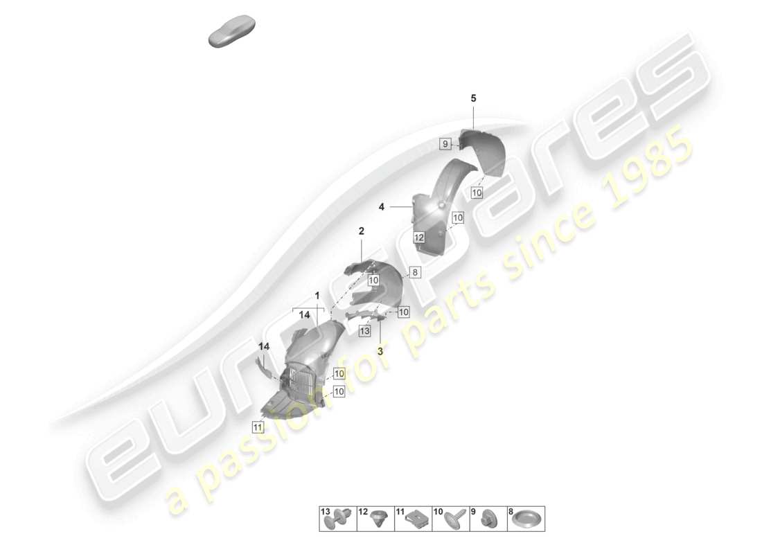 porsche 2021 (992-1 gt3/rs/st) diagrama de piezas del revestimiento de la rueda